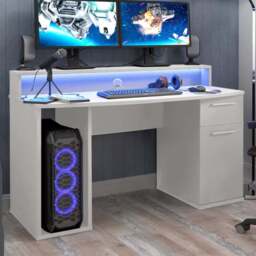 Flair Power Z Compact White LED Gaming Desk - Size: 91.1 x 65 x 140cm - Wilko - thumbnail 1