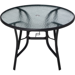 Outsunny Round Tempered Glass Top Garden Dining Table Black - Size: 110 x 8 x 111cm - Wilko - thumbnail 3