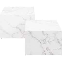 Florence Dice Square White Marble Carrara Coffee Table Set of 2 - Furniture To Go - Wilko - thumbnail 4