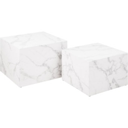 Florence Dice Square White Marble Carrara Coffee Table Set of 2 - Furniture To Go - Wilko - thumbnail 3