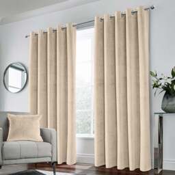 Enhanced Living Hampton Cream Velvet Blackout Thermal Eyelet Curtains 168 x 229cm - Wilko