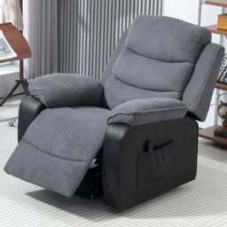 HOMCOM Dark Grey Patchwork Design Electric Power Lift Elderly Recliner Armchair - Size: Single - Wilko