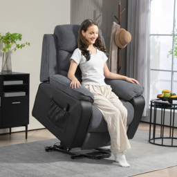HOMCOM Dark Grey Patchwork Design Electric Power Lift Elderly Recliner Armchair - Size: Single - Wilko - thumbnail 5
