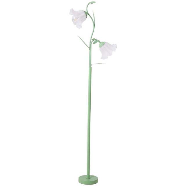 Living and Home 2 Light Green and White Floral Floor Lamp with Foot Switch - Size: 163 x 17.5 x 17.5cm - Wilko - image 1