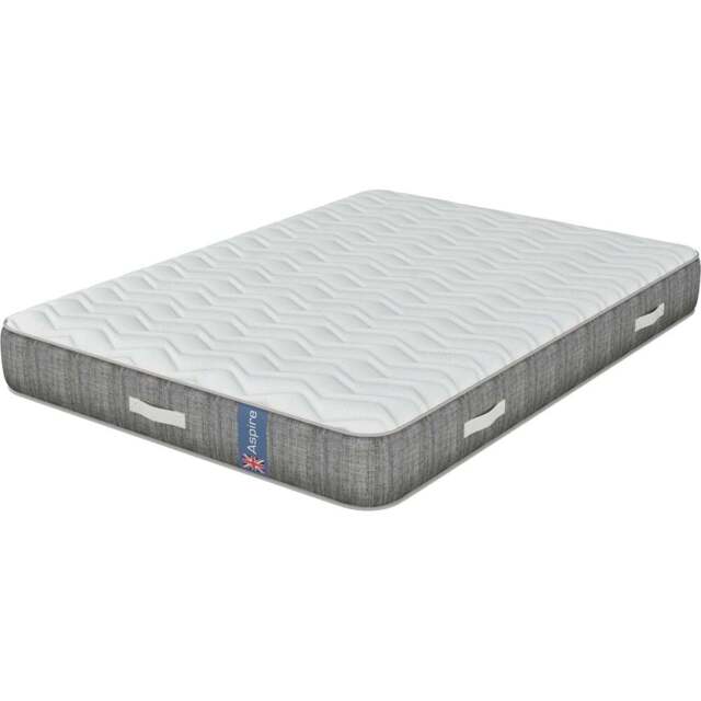 Aspire Small Single Pocket Sprung Mattress with British Wool Fillings - White - Wilko - image 1