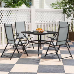 Outsunny 4 Seater Garden Dining Set Grey - Wilko