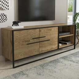 Decorotika Polka 2 Door Oud and Black TV Unit - Size: 56.6 x 160 x 38.5cm - Multi - Wilko