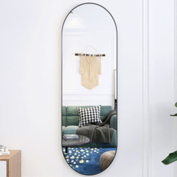 Living and Home Black Oval Frame Full Length Wall Mirror 40 x 150cm - Size: 150 x 40cm - Wilko - thumbnail 7