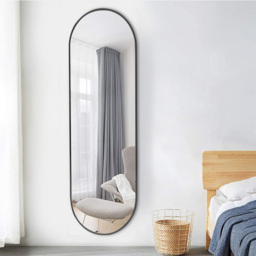 Living and Home Black Oval Frame Full Length Wall Mirror 40 x 150cm - Size: 150 x 40cm - Wilko - thumbnail 3