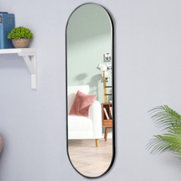 Living and Home Black Oval Frame Full Length Wall Mirror 40 x 150cm - Size: 150 x 40cm - Wilko - thumbnail 6