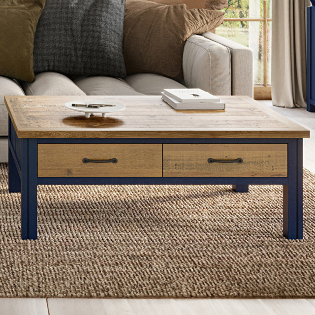 Baumhaus Splash of Blue 4 Drawer Wooden Coffee Table - Wilko - image 1