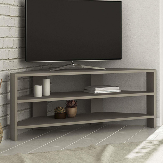 Decortie Thales 2 Shelf Mocha Grey Modern Corner TV Unit - Size: 45 x 110 x 36cm - Wilko - image 1