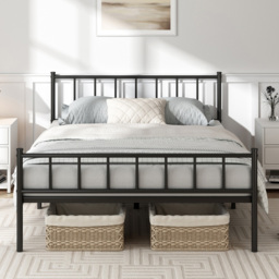 Brooklyn Finn King Size Black Metal Bed Frame with Headboard and Footboard - Wilko - thumbnail 5