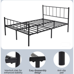 Brooklyn Finn King Size Black Metal Bed Frame with Headboard and Footboard - Wilko - thumbnail 7