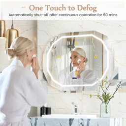 Costway Anti-Fog LED Bathroom Mirror - Size: 103 x 84cm - Silver - Wilko - thumbnail 6