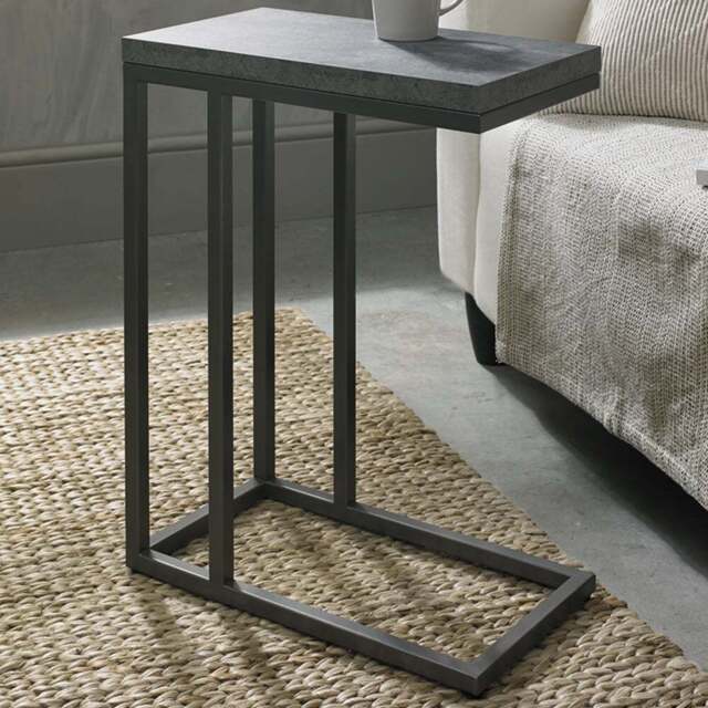 Bentley Designs Renzo C Shape Zinc and Dark Grey Sofa Table - Size: 61 x 46 x 25cm - Wilko - image 1