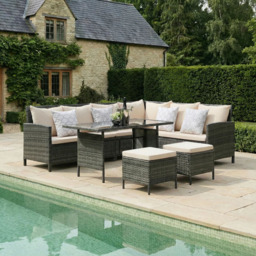 Thalia 8 Seater Rattan Sofa Set Beige - Cream - Home Garden Direct - Wilko - thumbnail 7