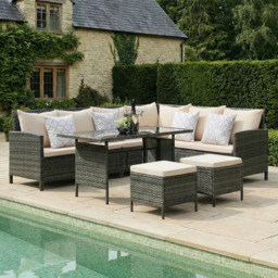 Thalia 8 Seater Rattan Sofa Set Beige - Cream - Home Garden Direct - Wilko - thumbnail 1