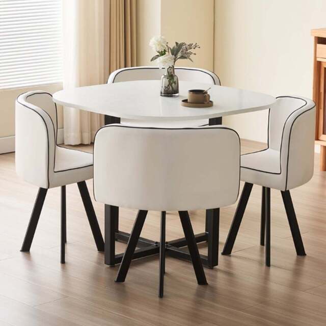 Comfy Living Metal 4 Seater Dining Set White - Wilko - image 1