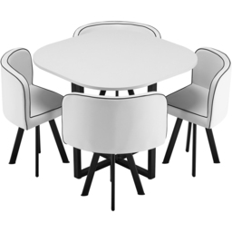 Comfy Living Metal 4 Seater Dining Set White - Wilko - thumbnail 3