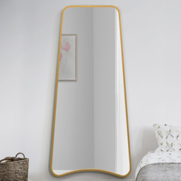 MirrorOutlet The Coartans Gold Metal Trapezoid Wall Mirror 180 x 85cm - Wilko - thumbnail 3