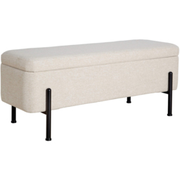 Home Source Oasis Off White Linen Storage Ottoman with Metal Legs - Size: 44 x 110 x 42cm - Wilko - thumbnail 3