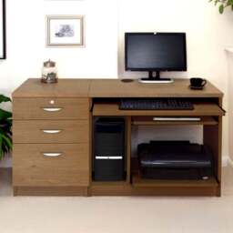 R White Cabinets 2 Drawer Single Cabinet Set-06 Computer Desk Dark Brown - Size: 72.8 x 132.9 x 54cm - Wilko