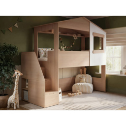 Flair Dreamland Oak Play House Staircase Mid Sleeper - Size: Single - Brown - Wilko - thumbnail 7