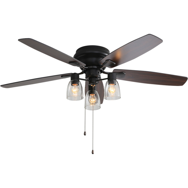 Living and Home 5 Blade Smoked Lampshade Ceiling Fan Light with Remote Control 52 inch - Size: 41.5 x 132 x 132cm - Brown - Wilko - image 1