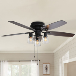 Living and Home 5 Blade Smoked Lampshade Ceiling Fan Light with Remote Control 52 inch - Size: 41.5 x 132 x 132cm - Brown - Wilko - thumbnail 3