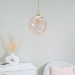 ValueLights Frenchie Brushed Gold and Pink Globe Easy Fit Shade - Size: 25 x 25 x 25cm - Wilko - thumbnail 5
