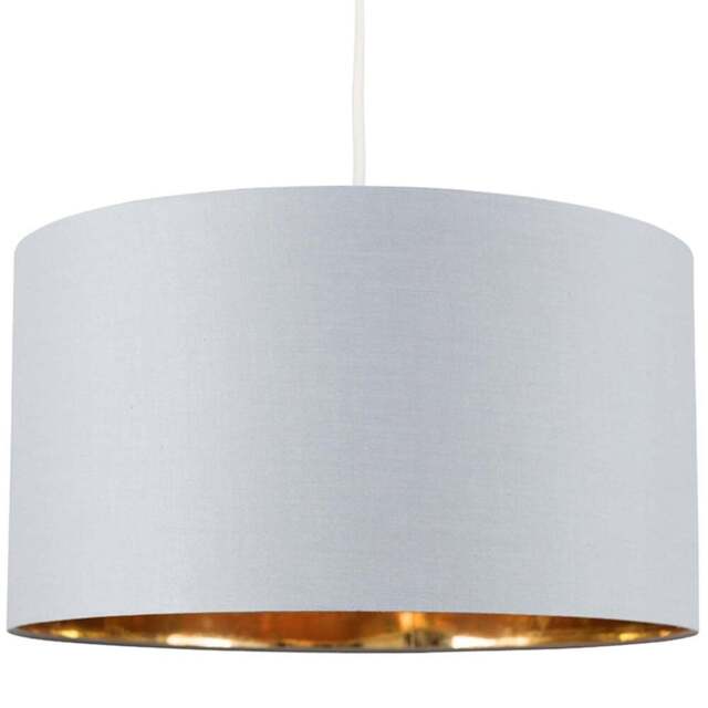 ValueLights Reni Warm Grey and Metallic Gold XL Ceiling Drum Lamp Shade - Size: 34.5 x 25 x 34.5cm - Wilko - image 1