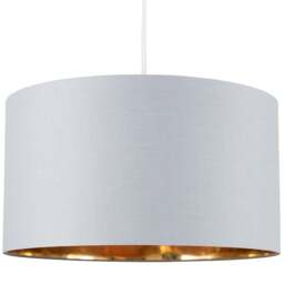 ValueLights Reni Warm Grey and Metallic Gold XL Ceiling Drum Lamp Shade - Size: 34.5 x 25 x 34.5cm - Wilko