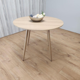 Kosy Koala 4 Seater Round Faux Leather Wooden Dining Set Grey - Beige - Wilko - thumbnail 4