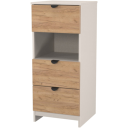 Crowndale Bora 3 Drawer Single Shelf Gold Oak and Kashmir Bedside Cabinet - Cream - Wilko - thumbnail 5