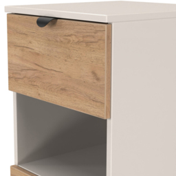 Crowndale Bora 3 Drawer Single Shelf Gold Oak and Kashmir Bedside Cabinet - Cream - Wilko - thumbnail 7