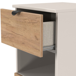 Crowndale Bora 3 Drawer Single Shelf Gold Oak and Kashmir Bedside Cabinet - Cream - Wilko - thumbnail 6
