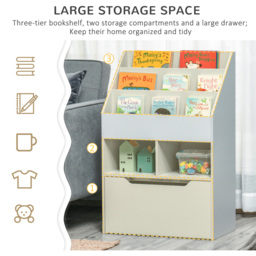 Playful Haven Grey Kids Bookshelf with Drawer - Size: 60 x 29.9 x 90cm - Wilko - thumbnail 5