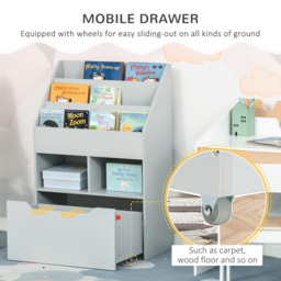 Playful Haven Grey Kids Bookshelf with Drawer - Size: 60 x 29.9 x 90cm - Wilko - thumbnail 6