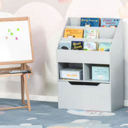 Playful Haven Grey Kids Bookshelf with Drawer - Size: 60 x 29.9 x 90cm - Wilko