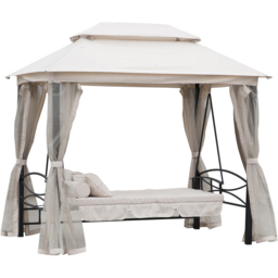 Outsunny 3 Seater 3 in 1 Convertible Swing Chair and Bed with Nettings - Cream - Wilko - thumbnail 3