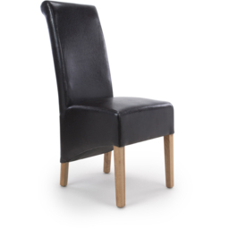 Krista Set of 2 Black Bonded Leather Roll Back Dining Chair - Wilko - thumbnail 7