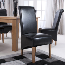 Krista Set of 2 Black Bonded Leather Roll Back Dining Chair - Wilko