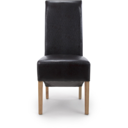 Krista Set of 2 Black Bonded Leather Roll Back Dining Chair - Wilko - thumbnail 3