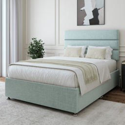Bedmaster Single Duck Egg Linen 2 Drawer Divan Base - Blue - Wilko - thumbnail 1