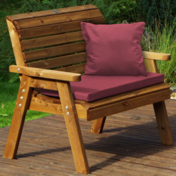 Charles Taylor 2 Seater Traditional Bench with Red Cushions - Size: 118 x 74 x 98cm - Wilko
