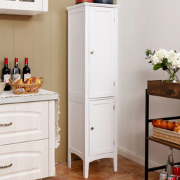 Costway 2 Door White Freestanding Bathroom Cabinet - Size: 100 x 48 x 22cm - Wilko - thumbnail 1