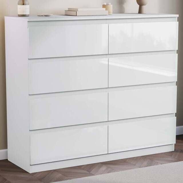Vida Designs Glinton 8 Drawer White Chest of Drawers - Wilko - image 1