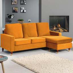 Hendrick 3 Seater Orange Reversible Corner Sofa - Artemis Home - Wilko