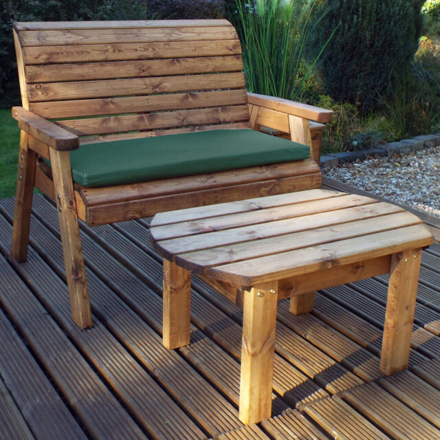 Charles Taylor 2 Seater Deluxe Bench Set with Green Cushions - Size: 118 x 170 x 98cm - Wilko - image 1